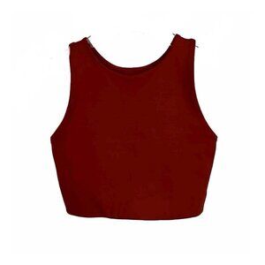 GIrlfriend Collective Dylan Tank Bra XS Women Wine Red Crop Sleeveless High Neck